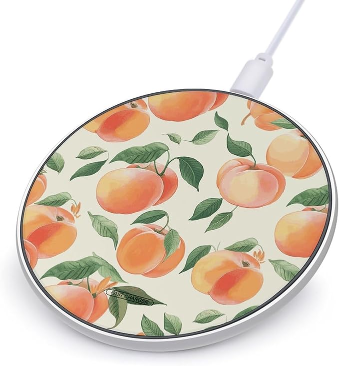 Peach Wireless Charger Fast Wireless Charging Pad with USB Cable 10W Anti-Slip Magnetic Wireless Charger Portable Slim Charger Puck Travel Charging Station