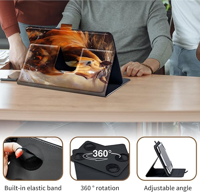 Case for YELLYOUTH 10.1 inch Android TabletMxfdegf 360 Degree Rotating Stand and Magnetic Closure Case for with ZONKO 10.1 Hoozo 10Winsing 10Lectrus 10.1 TabletHorses Make Life Better