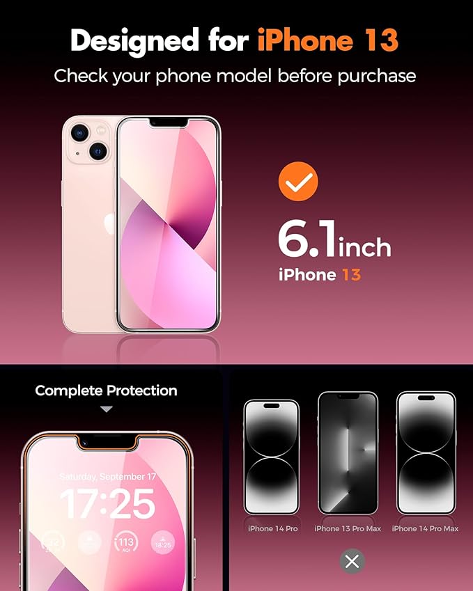 UNBREAKcable 4PCS Screen Protector for iPhone 13-2 Privacy Tempered Glass+2 Clear Glass Double Shatterproof [Easy Installation Frame] [9H Hardness] [Case Friendly] Anti-Scratch for iPhone 6.1 inch