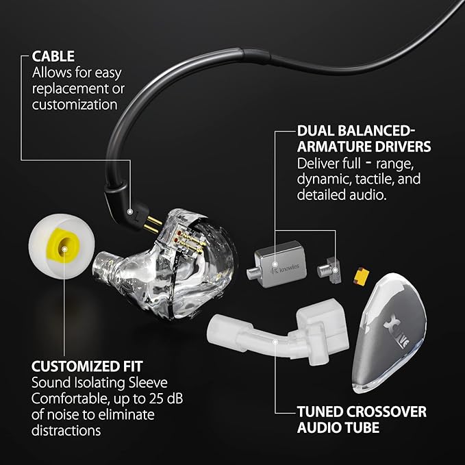 Xvive U45T9 Wireless in Ear Monitor System 5.8ghz with T9 2BA Drivers IEM Earphone IEM System Transmitter and Bodypack Receiver for Studio Band Rehearsal Live Performance Channel Scan Mode