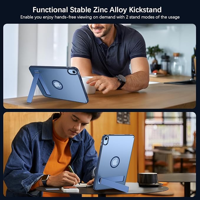 Telaso Magnetic Case for iPad (A16) 11th Generation 11 Inch 2025/ iPad 10th Generation 10.9 Inch 2022 with Invisible Portrait/Landscape Stand Hard Translucent Matte Back Protective Cover Blue