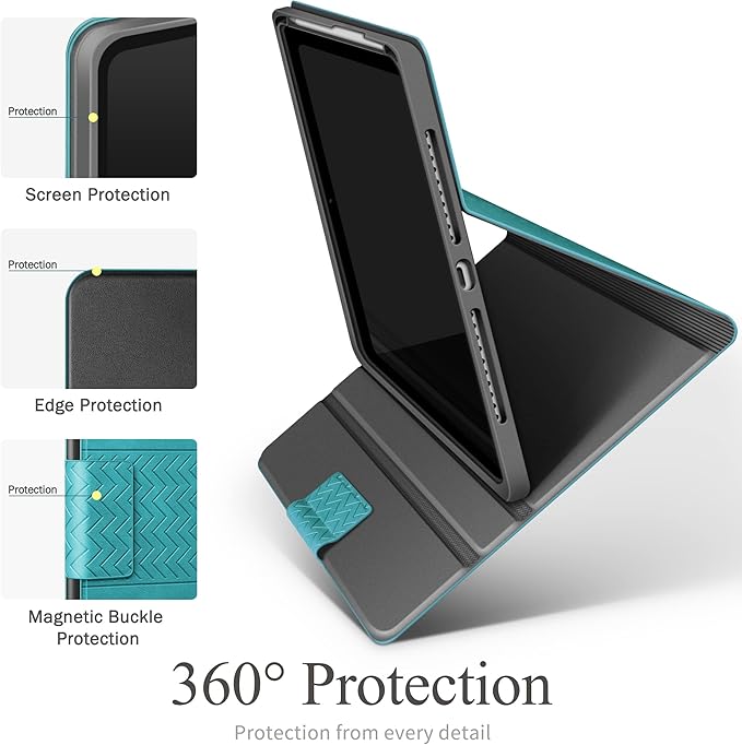 auaua Case for iPad mini 7 (A17 Pro 2024) / iPad mini 6 Case (2021) 8.3 inch with Pencil Holder Multiple Viewing Angles Magnetic Closure Auto Sleep/Wake (Green)