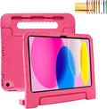 Dteck Kids Case for iPad 10th Generation 10.9 2022 With Pencil Holder Shockproof Rugged Lightweight EVA Handle Stand Child Proof for 10.9 Inch iPad 10th Gen Rose