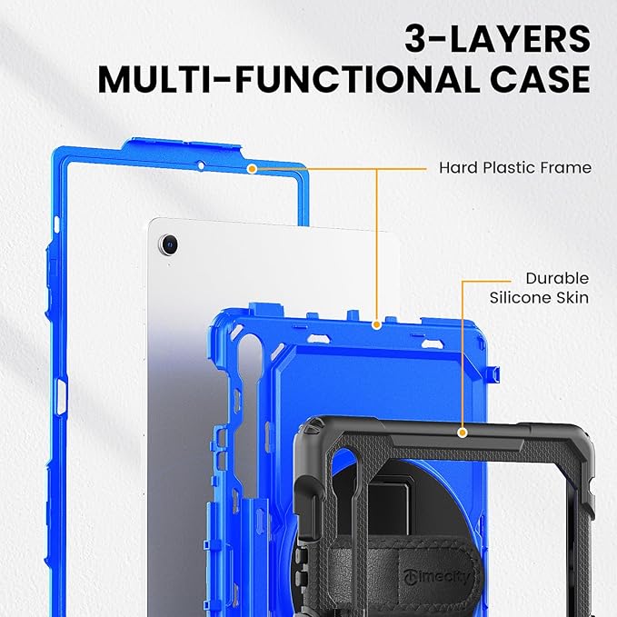 Timecity Case for Samsung Galaxy Tab S10 FE+/ S10 FE Plus 5G 2025 Protective 13.1 inch Tablet Shockproof Heavy Duty Cover with S Pen Holder Kickstand Screen Protector Hand &amp Shoulder Strap Bl