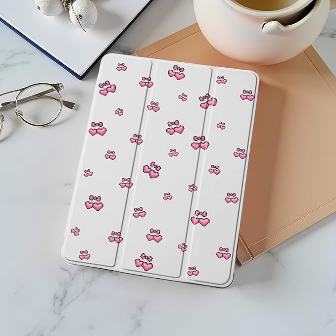 Idocolors Case for iPad 11 inch (A16 Chip) 2025 Generation 11th / iPad 10.9 inch 2022 10th Gen Built-in Pencil Holder with Soft TPU Shockproof Back Shell Auto Wake/Sleep Cherry-White