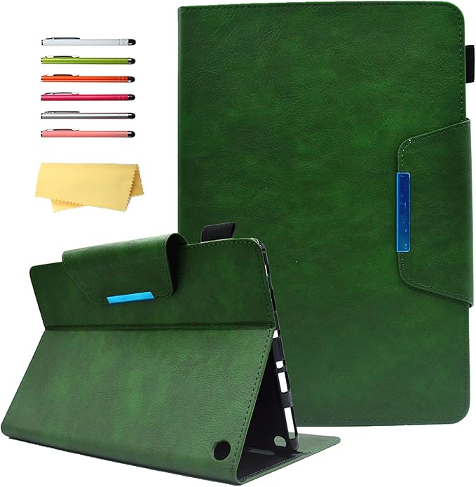 Folio Case for Amazon Kindle Fire HD 8/Fire HD 8 Plus (12th/10th Generation 2024/2022/2020) 8 UUcovers PU Leather Magnetic Smart Cover with Stand/Pencil Holder/Pockets [Auto Sleep/Wake] Green