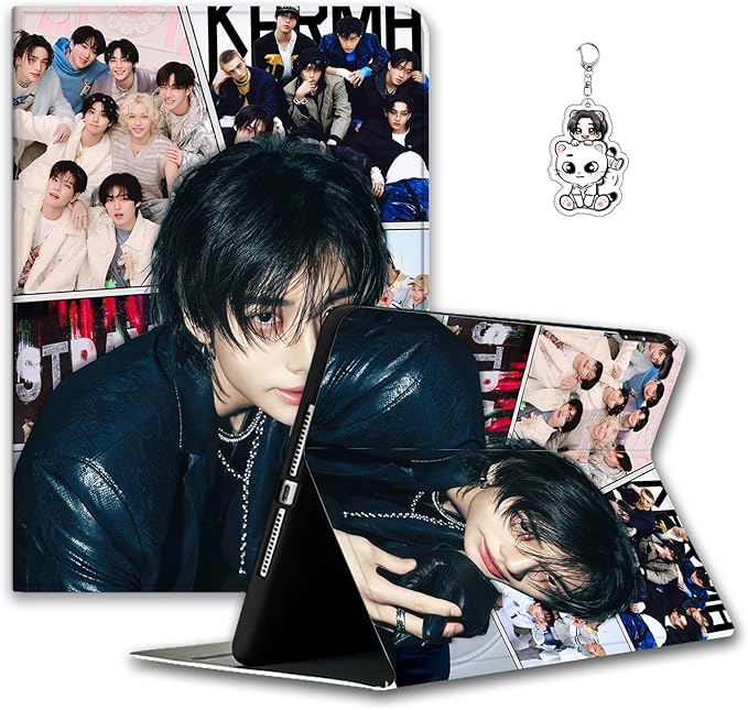 Stray SKZ Kids Tablet Case with Pencil Holder Compatible with iPad 7/8/9/10/Pro/Mini/Air Felix Tablet Case Kawaii (for iPad mini 5th/4th/3rd/2nd/1st (7.9)Hyunjin)