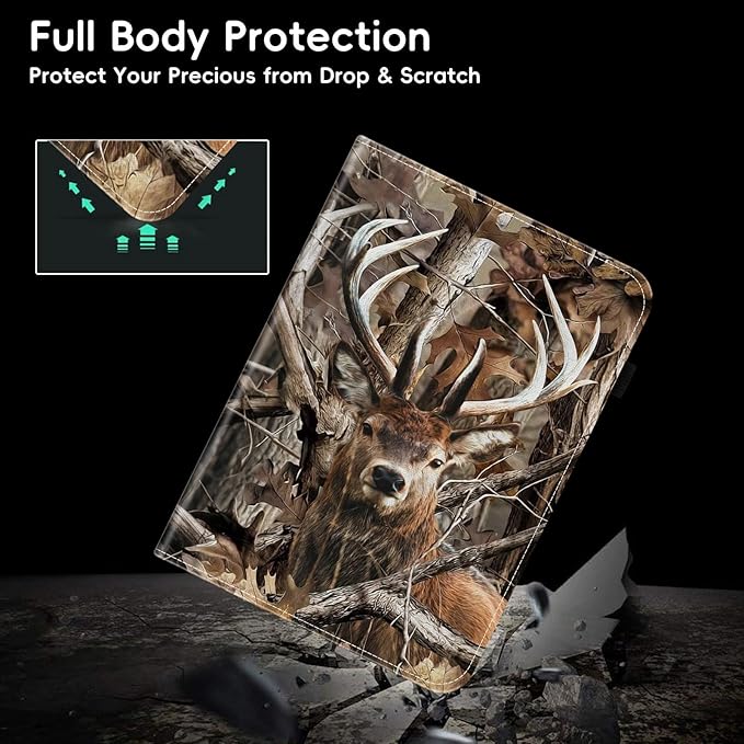 Case for Samsung Galaxy Tab S11 Ultra 14.6 inch 2025Wallet PU Leather Folio Cover with Auto Sleep/WakeCamo Forest Deer
