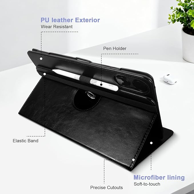 E NET-CASE Case for Xiaomi Redmi Pad 2 Pro/Pad Pro (2025/2024) 12.1 Inch with S Pen Holder丨Shockproof丨Clear Transparent Back Shell丨Multi-Angle Viewing (Black)