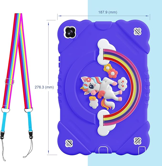 XZC Case for Samsung Galaxy Tab A9+/ A9 Plus Case 11 2023 (SM-X210/X216/X218) Unicorn Heavy Duty Shockproof Protective Case with Stand/Shoulder Strap for Kids Girls Women (Purple)