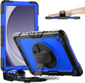 Timecity Case for Samsung Galaxy Tab A9+/ A9 Plus 5G Tablet Case 11'' 2024 SM-X210/X216/X218 Full-Body Protective Case with Screen Protector 360° Rotating Stand Hand&ampShoulder Strap- Dark Blue