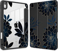 Case for iPad 11 inch A16 2025 Generation 11th / iPad 10.9 inch 2022 10th Gen Buit in Pencil Holder with Shockproof Cover Clear Transparent Back Shell Auto Wake/Sleep Flower Dahlia