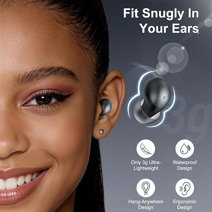 Sleep Earbuds Bluetooth 6.0 in Ear 2026 Mini Sleep Headphones with Sleep Monitor and APP Small Earplugs for Side Sleepers 48H Playtime Sleep Earphones with Sleep Mode Deep Black