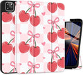 Mektron Case for M5/ M4 iPad Pro 11 inch 2025/2024 with Pencil Holder Compatible Models: A3357/A3358/A3359/A2836/A2837/A3006 Tablet Cover with Soft TPU Back Cover Cherries Bows C353
