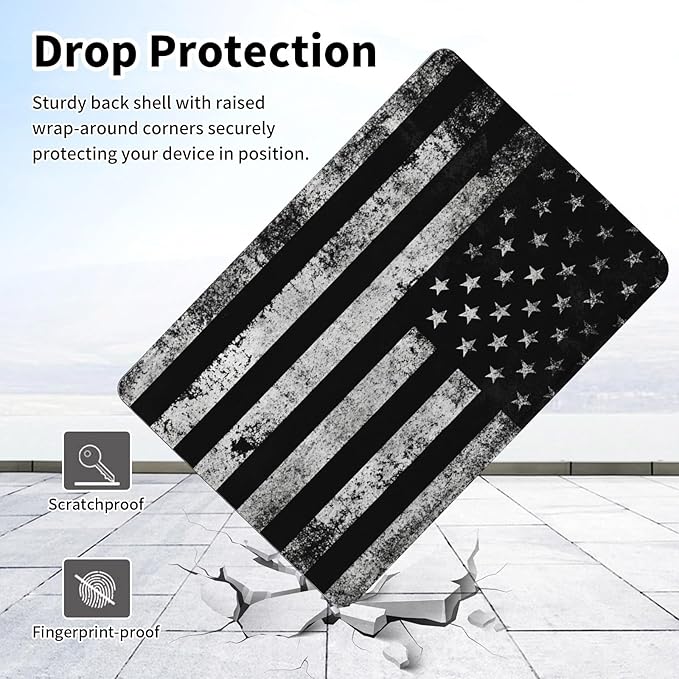 Case for Galaxy Tab A9+/A9 Plus 11 inch 2023 2024Slim Leather Multi-Angle Stand Folio Cover Auto Wake/Sleep for Samsung Galaxy Tab A9 Plus Tablet SM-X210/X216/X218Black American Flag
