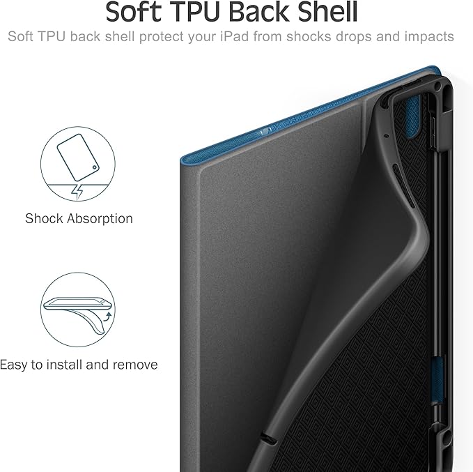 KingBlanc for iPad Air 13-inch Case (M4 2026/M3 2025/M2 2024) with Pencil Holder PU Leather Durable Protective Stand Cover Auto Wake/Sleep Multi-Angle for Viewing/Typing Magnetic Clasp Blue