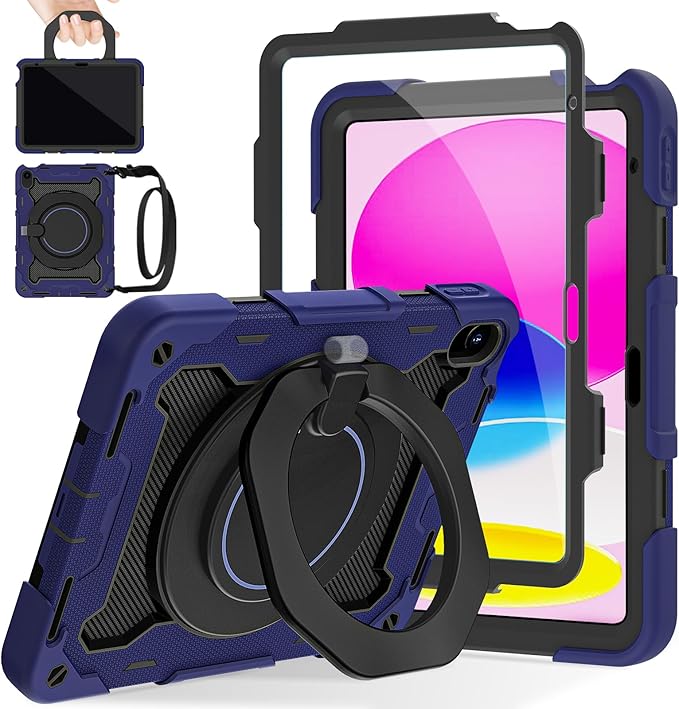 ROISKIN Case for iPad A16 11th Generation 11 Inch 2025 iPad 10th Generation Case 10.9 for Kids with Screen Protector360 Kickstand &amp HandleShoulder StrapHeavy Duty Military Grade Drop Protecti