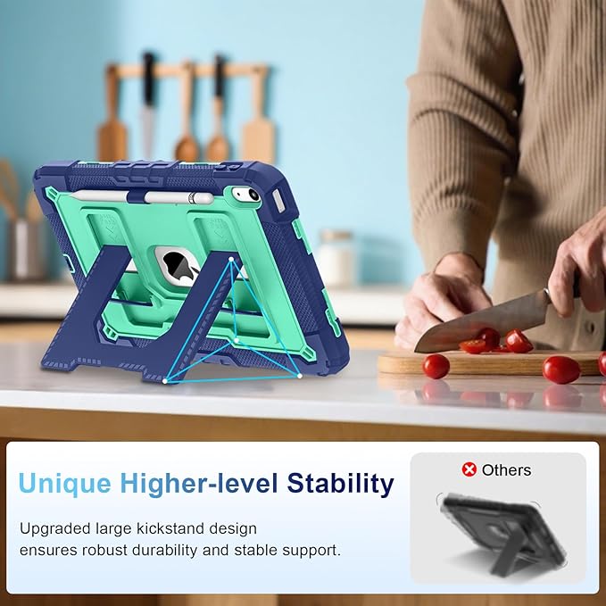 WESOROL Case for iPad A16 11th Generation 11 Inch (2025) iPad 10th Generation 10.9 Inch (2022)i Pad A16 Case Military Grade Shockproof Cases with Pencil Holder Shoulder StrapNavy Mint