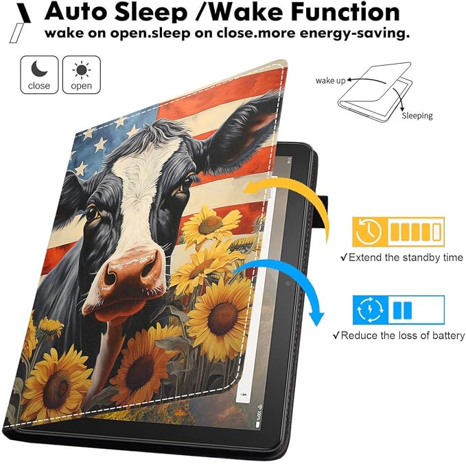 American Flag Cow and Sunflower