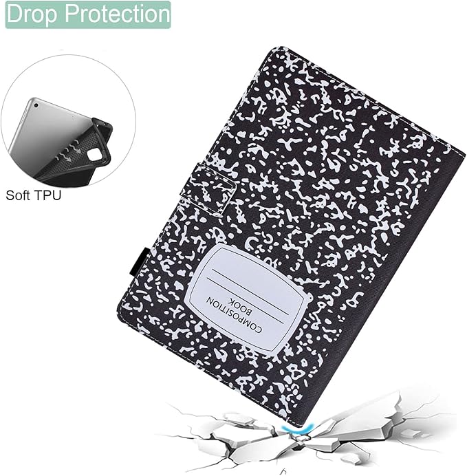Cute Case For All-New Amazon Kindle Fire HD 10 &amp 10 Plus Tablet (13th/11th Generation 2023/2021 Release) 10.1Vegan Leather Slim Folding Stand Cover with Pocket Auto Wake/SleepBlack NoteBook