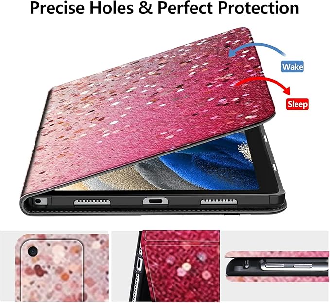 DIGTIALLL Case for Amazon Kindle Fire 7 Inch Tablet (9th/7th/5th Generation 2019/2017/2015 Release) PU Leather Smart Protective Cover with Auto Sleep/WakePink Glitter