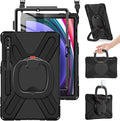 BRAECN Case for Samsung Galaxy Tab S10+/S9 FE+/S9+ Plus 12.4 Inch Heavy Duty Silicone Case with Screen Protector S Pen Holder Stable KickstandShoulder Strap for Galaxy Tab S8+/S7 FE/S7+ Black