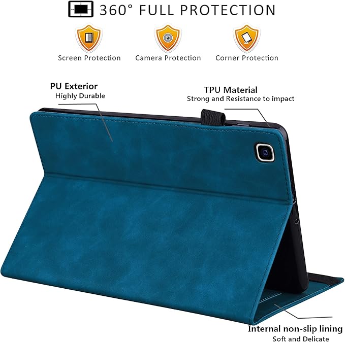 Flip Case for Samsung Galaxy Tab S10 FE+ Plus 2025 13.1 inch PU Leather Stand Soft Back Smart Auto Wake/Sleep CoverAdjustable Stand Shell w/Card Slots/Pen Holder/Front Pocket - Blue