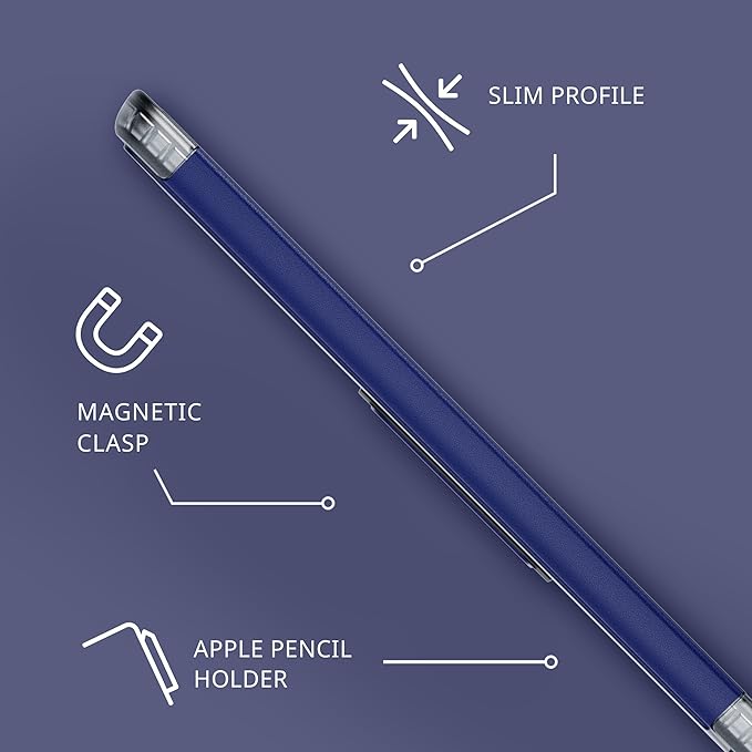Tech21 EvoFolio case for iPad 7th/8th/9th Gen - Impact Protection iPad case with Multi-Angle Viewing Wake/Sleep Cover - Blue