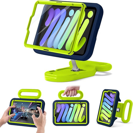 Kids Case for iPad mini 7 (A17 Pro) 2024 /iPad Mini6 2021Adjustable Portrait/Landscape Stand//Drop Proof with Handle/KickstandChild Friendly Case for iPad mini 7th/6th Gen 8.3inch (Bluegreen)