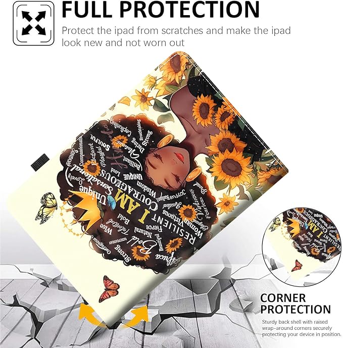 Case Fits Amazon Kindle Fire HD 8 &amp 8 Plus Tablet (12th Generation/10th Generation 2022/2020 Release) 8 Multi-Angle Smart Stand Cover Auto Sleep/WakeAfrican American Women Black Women