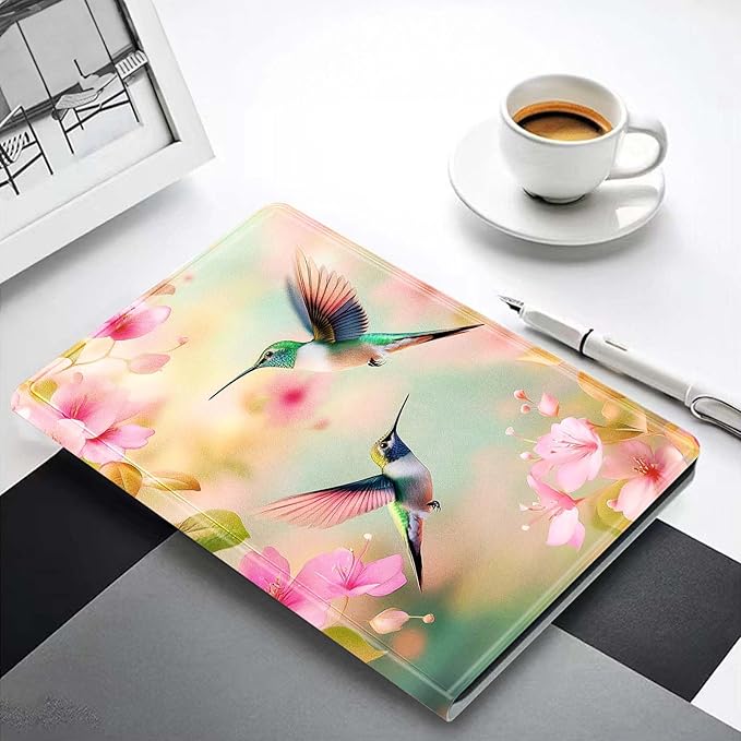 for iPad 5th/6th GeniPad Air 1/2 iPad 9.7 Inch CasePU Leather Cover with Auto Wake/Sleepand Adjustable Viewing Angles.Hummingbird Flower