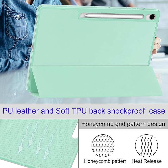 for Galaxy Tab S10 FE Plus Case 13.1 Inch 2025 (Model: SM-X620/SM-X626B) Trifold Stand Cover with S Pen Holder [Auto Wake/Sleep] PU Leather + Soft TPU Back Shell for Tab S10 FE+ 13.1Mint