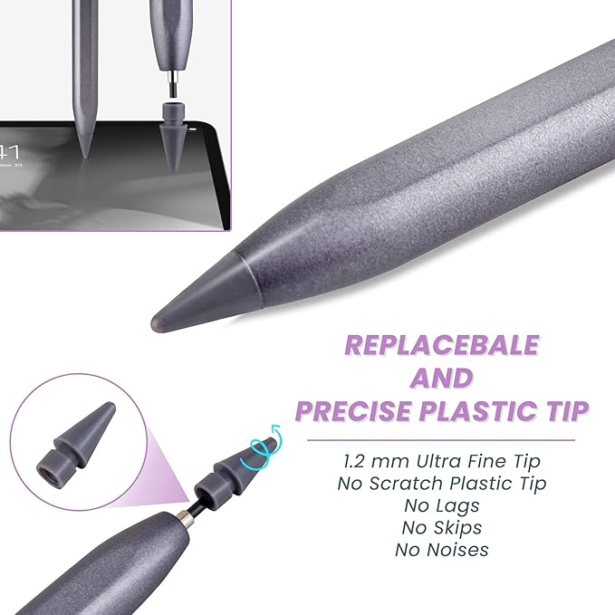 Stylus Pen for iPad Pro - Fast Charging Palm Rejection Tilt Sensitive High Precision iPad Pro Pencil Compatible with 2018-2025 Series Grey