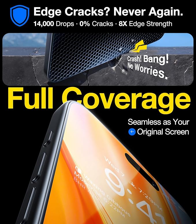 UltraGlass UNBREAK TOP 9H+ Armor for iPhone 17 Pro Max Screen Protector [NO.1 Military Grade Shatterproof] Screen Protector 17 Pro Max Tempered Glass 17 ProMax Longest Durable Full Coverage 2 Pack