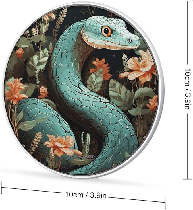 Snake and Flower Wireless Charger Fast Wireless Charging Pad with USB Cable 10W Anti-Slip Magnetic Wireless Charger Portable Slim Charger Puck Travel Charging Station