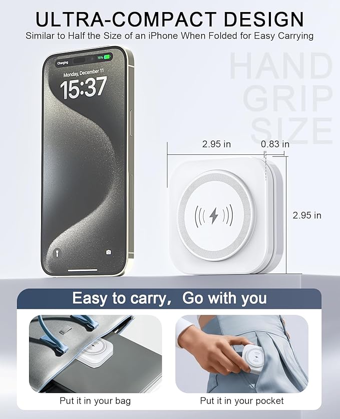 5-in-1 Magnetic Wireless Charging Stand for Apple MagSafe Charger with Night Light for iPhone 17/16/15/14/13/12 Watch AirPods Travel Magnetic Charger Nightstand Charging Station (Adapter Included)