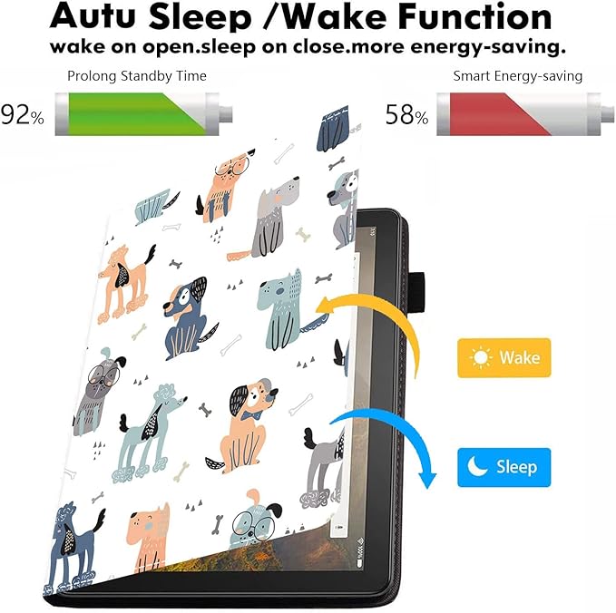 Case for All-New Amazon Fire Max 11 Tablet (11 Inch 13th Generation 2023 Release) PU Leather Folio Cover with Card Slot &amp Auto Wake/Sleep Cute Cartoon Dog