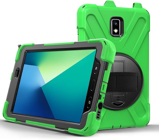 Case for Samsung Galaxy Tab Active 2 8.0 T390 T395 T397 Military Grade [15 ft Drop Tested] Full-Body Shockproof Protective Cover with 360° Rotation Stand Hand Strap &amp Pencil Holder