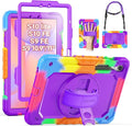SEYMAC Case for Samsung Galaxy Tab S10 Lite/ S10 FE/ S9 FE/ S9 5G (10.9''/11'') Heavy Duty Shockproof Protective Case with Screen Protector Rotating Stand Hand Strap and Pen Holder Purple