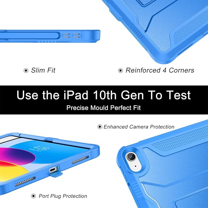 Soke Case for iPad (A16) 11th Generation 11-inch 2025 iPad 10th Generation 10.9-inch 2022 with Built-in Screen Protector and Kickstand Rugged Full Body Protective Cover - Blue