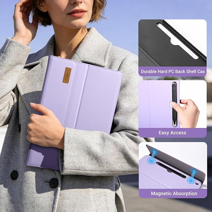 CoBak Case for Microsoft Surface Pro 12 (2025) Premium Business Cover with Multi-Angle Stand Embedded Stylus Holder Keyboard Support &amp Built-in Organizer – Tailored for ProfessionalsViolet