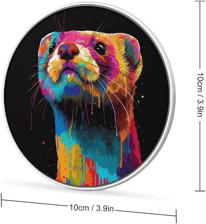 Weasel Pop Colorful Fast Portable Charger 10W Funny Graphic Phone Charging Pad with USB Cable
