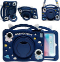 3D Cute Press Astronaut Case for iPad Pro 11 inch/Air 5th 2022/Air 4th 2020 10.9 inchKawaii Cartoon Character Space Soft Silicone Rotating Stand Case with Lanyard for Kids Teens Girls Women