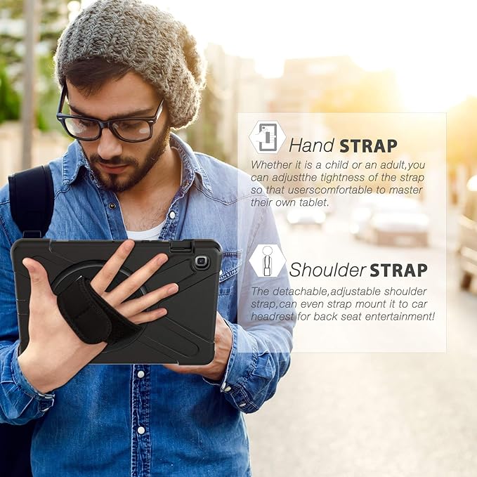 BRAECN for Samsung Galaxy Tab S5e Case 10.5 inch 2019 Heavy Duty Shockproof Case with 360 Rotating Kickstand/Hand Strap&ampShoulder Strap for Galaxy Tab S5e 10.5‘’ Tablet SM-T720/SM-T725-Black