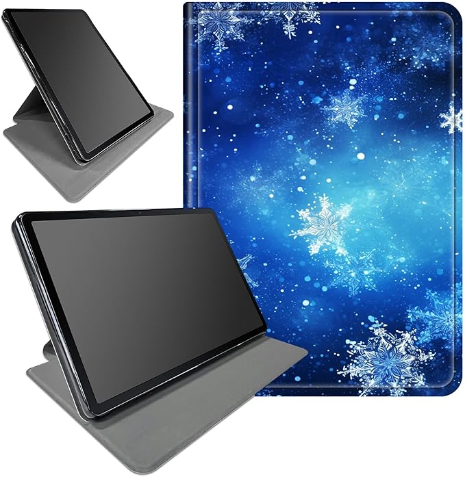 Case for Samsung Galaxy Tab S6 10.5 2019 (Model SM-T860/T865/T867) Blue Snow Snowflakes Theme 360 Degree Rotating Stand Smart Protective Cover for Samsung S6 T860 Tablet