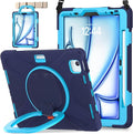 BATYUE Case for iPad Air 11-inch M4 (2026)/ M3 (2025)/ M2 (2024) iPad Air 5th/4th 10.9 inch(2022/2020) iPad Pro 11 4th/3rd/2nd/1st Kids Cover with Rotating Stand Pencil Holder Strap NavyBlue