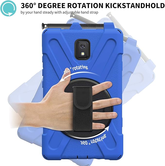 Case for Samsung Galaxy Tab Active 3 8 T570 T575 T577 Heavy Duty Shockproof Rugged 3 Layer Kids Durable Case with 360 Swivel Kickstand Shoulder Strap &amp Hand Strap
