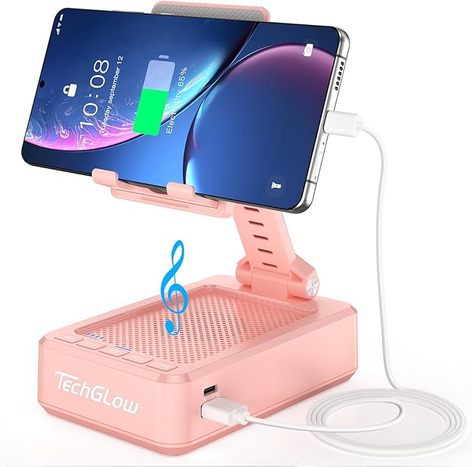 TechGlow Gifts for Men Women Foldable Cellphone Stand with Charging Function Birthday Gift Idea for Mom Dad Cool Gadget Tech Gifts-Pink