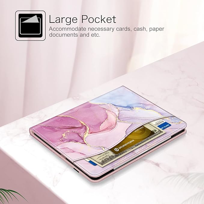 Fintie Folio Case for iPad Pro 12.9 6th Generation 2022 Multi-Angle Smart Stand Cover w/Pencil Holder &amp Pocket Also Fit iPad Pro 12.9 2021 5th &amp 2020 4th &amp 2018 3rd Gen Dreamy Marble