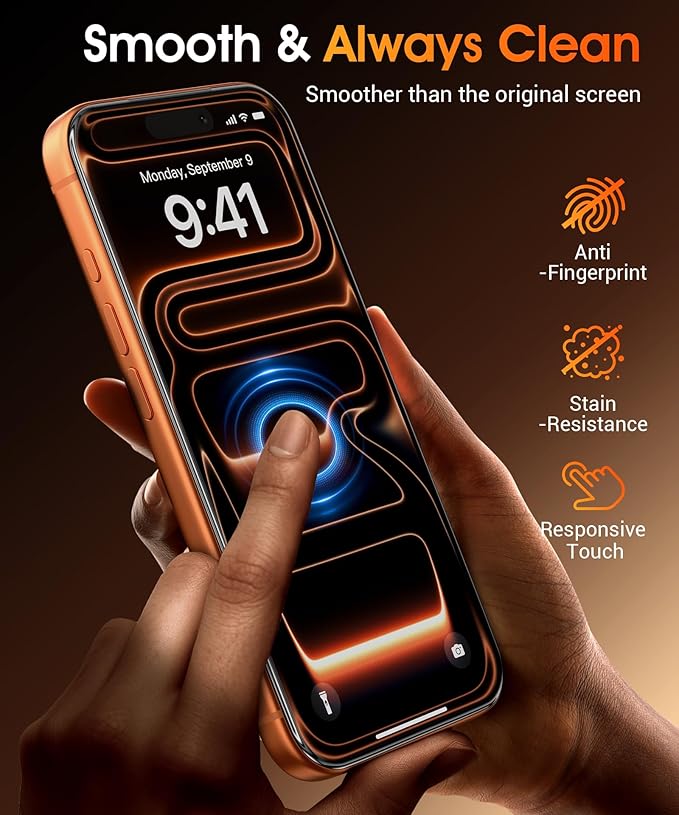 GolbinBox for iPhone 17 Pro Screen Protector [Anti-Reflection] [3D Full Coverage] 12FT Drop Protection 9H+ Hardness Anti-Fingerprint HD Clear Tempered Glass for iPhone 17Pro 6.3 2 Pack